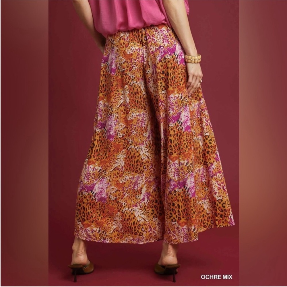 Umgee Cheetah Print Boho Wide Leg Palazzo Pants, NWT - Picture 4 of 16